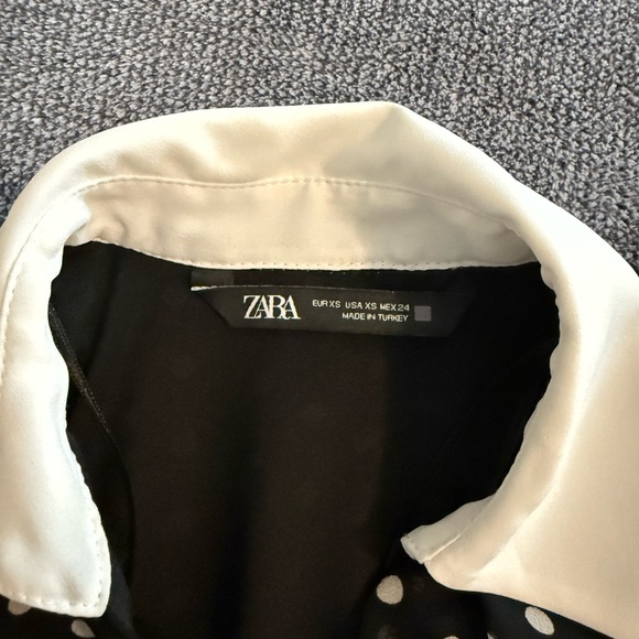 Zara Black and White Polka Dot Long Sleeve Dress - Picture 4 of 4